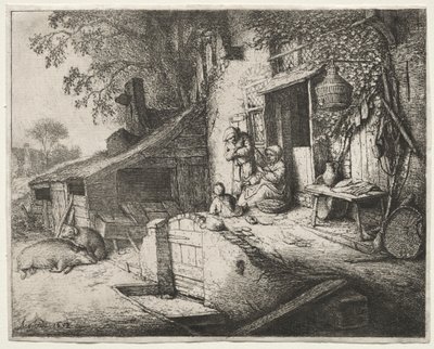 The Woman Spinning by Adriaen van Ostade