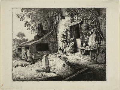 The Woman Spinning by Adriaen van Ostade