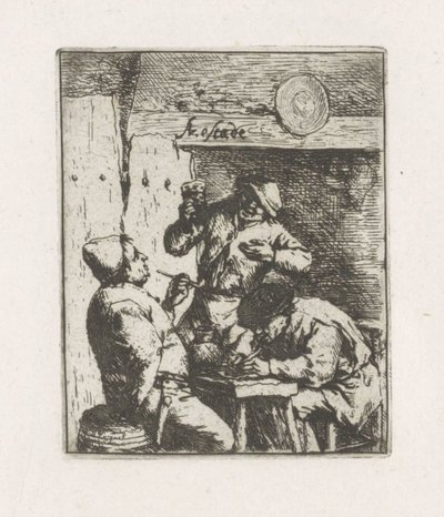 Two Smokers and a Drinker in a Tavern by Adriaen van Ostade