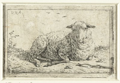 Lying sheep by Adriaen van de Velde
