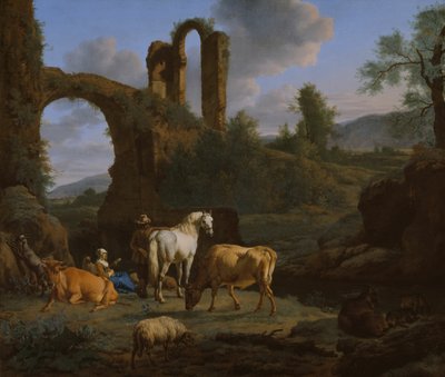 Pastoral Landscape with Ruins by Adriaen van de Velde