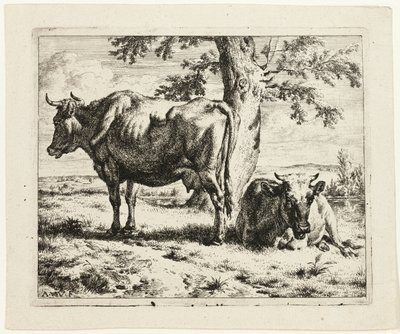 Two Cows under a Tree by Adriaen van de Velde