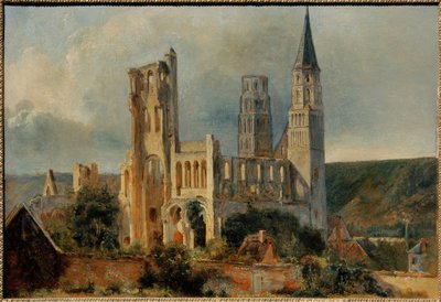 Ruins of the Abbey Church of Jumièges by Adrien Dauzats