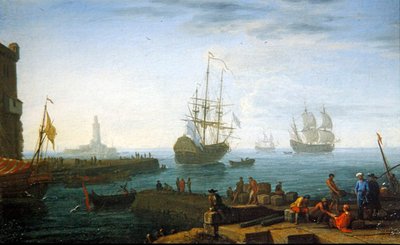 Mediterranean Harbour Scene by Adrien Manglard