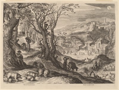 November and December by Aegidius Sadeler II after Paul Bril
