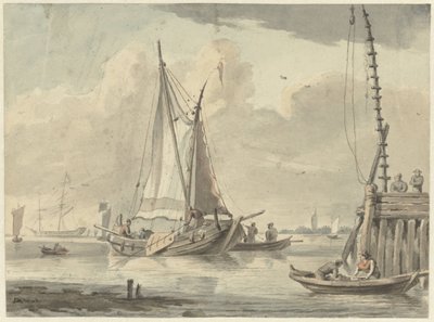 Sailing Ships on the River near Dordrecht by Aert Schouman