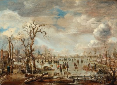 Winter Landscape with Ice Skating. Around 1655 by Aert van der Neer