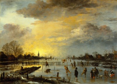 Winter Landscape with Skaters by Aert van der Neer