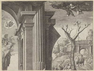 Adoration by the Kings (top right part) by Agostino Carracci