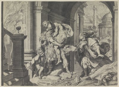 Aeneas Flees with His Family from Troy by Agostino Carracci