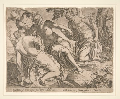 Mercury and the Three Graces by Agostino Carracci