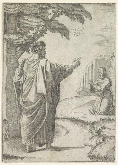 Saint Paul and a Franciscan monk by Agostino Veneziano