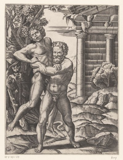 Hercules Wrestling with Antaeus by Agostino Veneziano