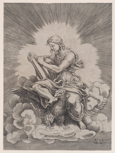 Saint John, dated 1518 by Agostino Veneziano