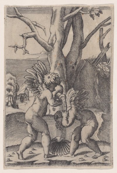 Two Cupids by Agostino Veneziano