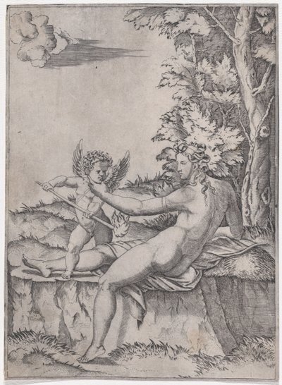 Venus and Eros by Agostino Veneziano
