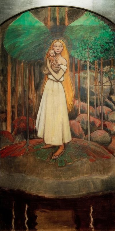 A. Gallen-Kallela, Marjatta and Christ Child by Akseli Valdemar Gallen Kallela