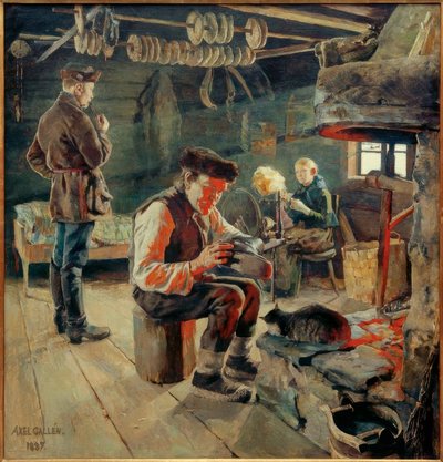 Farmhouse Room by Akseli Valdemar Gallen Kallela