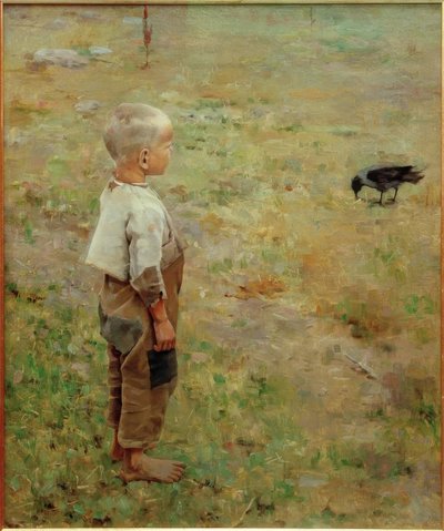 Boy and Crow by Akseli Valdemar Gallen Kallela