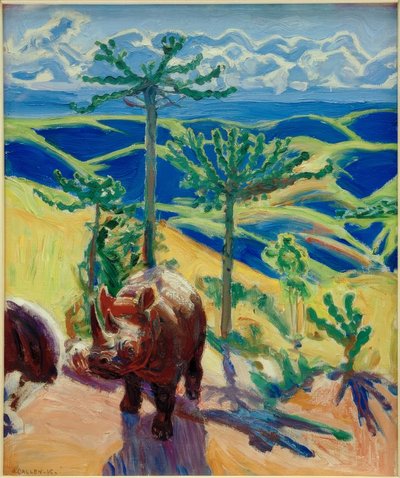 Rhinoceros and Euphorbia Trees by Akseli Valdemar Gallen Kallela