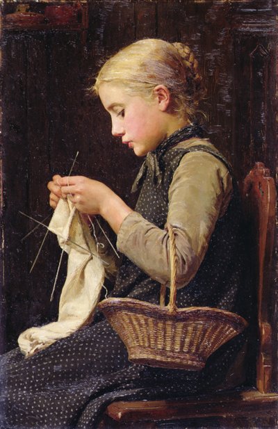 Knitting Girl by Albert Anker