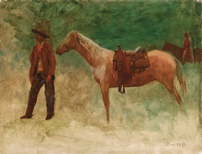 Standing Cowboy with Horse by Albert Bierstadt