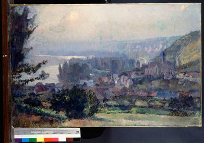 View of Vetheuil, Sunset by Albert Charles Lebourg