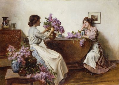Arranging the Lilac by Albert Chevallier Tayler