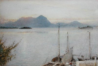 Sunrise from Baveno, Lago Maggiore by Albert Goodwin