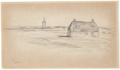 Farmhouse and Church Tower by Albert Gottschalk