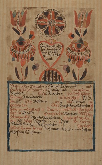 Pa. German Birth Certificate, c. 1936 by Albert J. Levone