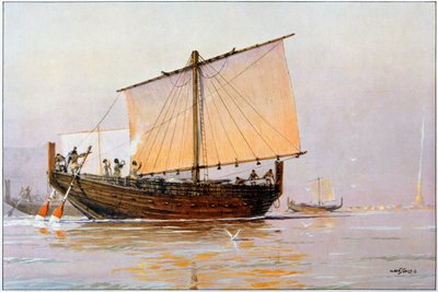Assyrian Galley by Albert Sébille