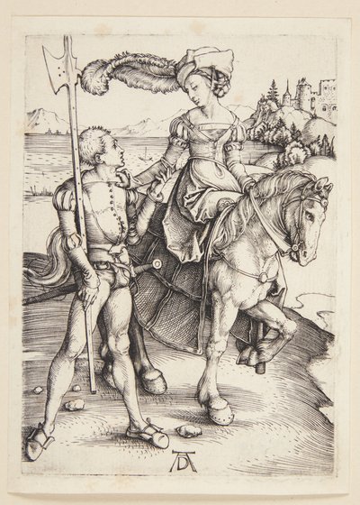Lady on Horseback and Lansquenet by Albrecht Dürer