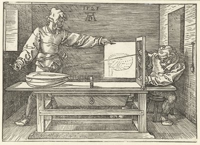 Artist Drawing a Lute by Albrecht Dürer or Duerer