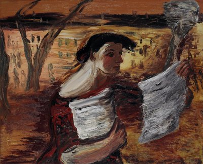 Woman with Leaflets by Aleksandrs Drevins