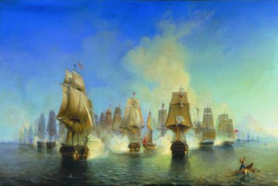 The Naval Battle of Athos by Aleksei Petrovich Bogolyubov