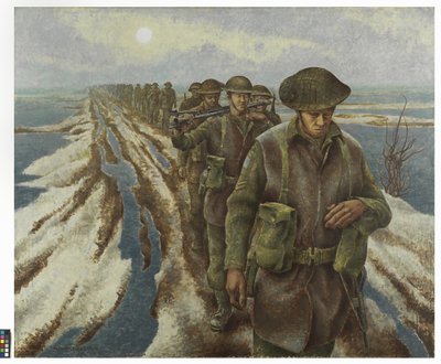 Infantry Near Nijmegen, c.1940 by Alex Colville
