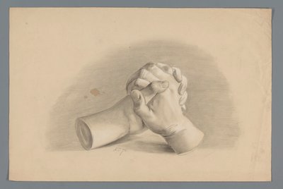 Plaster Model of Two Folded Hands by Alexander Cranendoncq