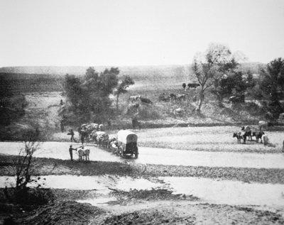 Covered Wagon crossing Tecolate Creek, New Mexico by Alexander Gardner