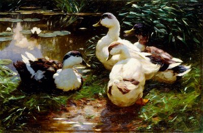 Ducks on a Riverbank by Alexander Koester