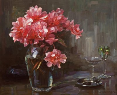 Flowers in Glass Vase by Alexander Köster