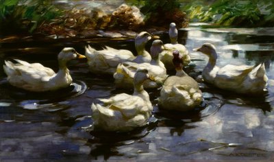 A. Koester, Ducks in the Pond by Alexander Köster