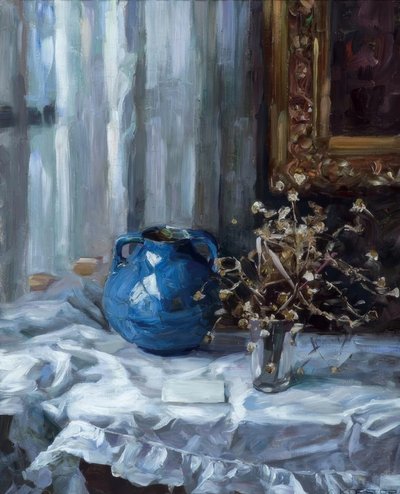 A. Koester, Still Life with Blue Vase by Alexander Köster