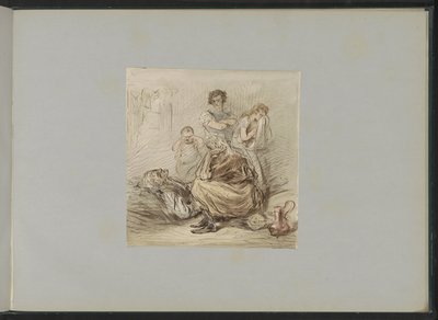 Mourning Figures by a Reclining Man by Alexander Ver Huell