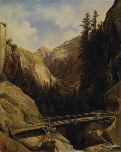 At the Cascade of the Handeck by Alexandre Calame