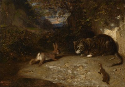 Cat, Weasel, and Rabbit by Alexandre Gabriel Decamps
