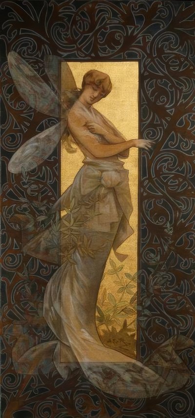 Composition with Winged Nymph at Sunrise by Alexandre de Riquer