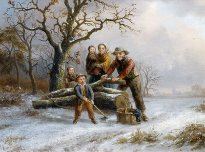 Chopping firewood, 1865 by Alexis de Leeuw