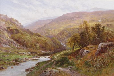 A Fisherman by a Highland Stream by Alfred Augustus Glendening