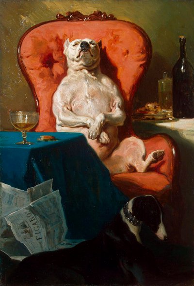 Pug Dog in an Armchair by Alfred De Dreux